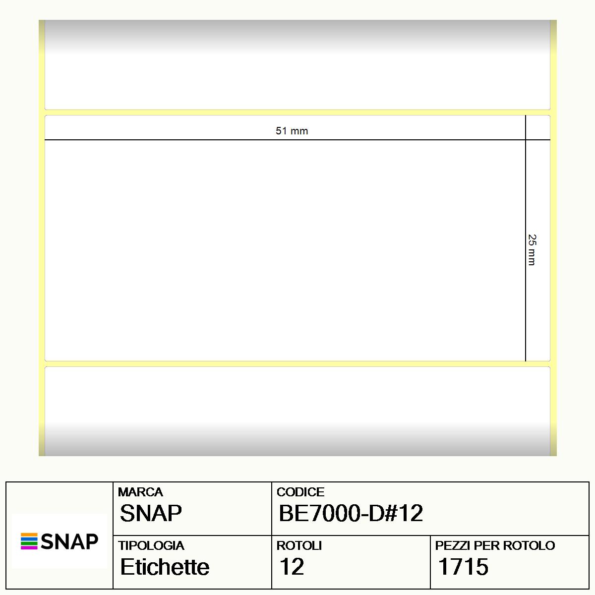 BE7000-D#12 - Etichette SNAP  Carta