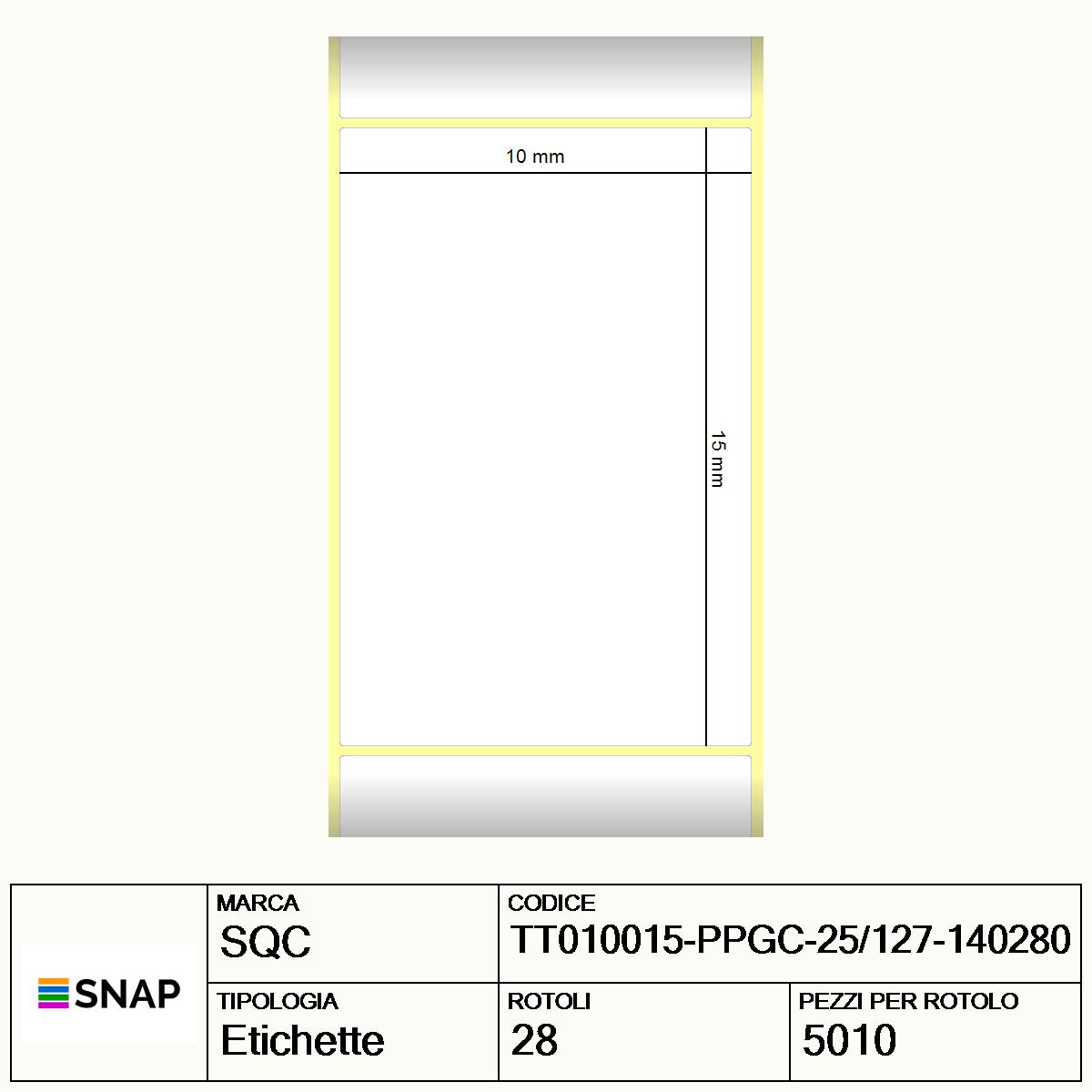TT010015-PPGC-25/127-140280 - Etichette SQC  S-DESK-ST Polipropilene