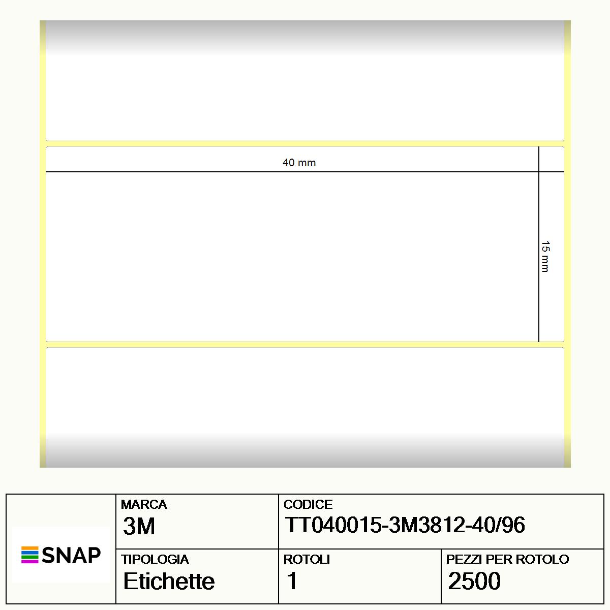 TT040015-3M3812-40/96 - Etichette 3M  Poliuretano