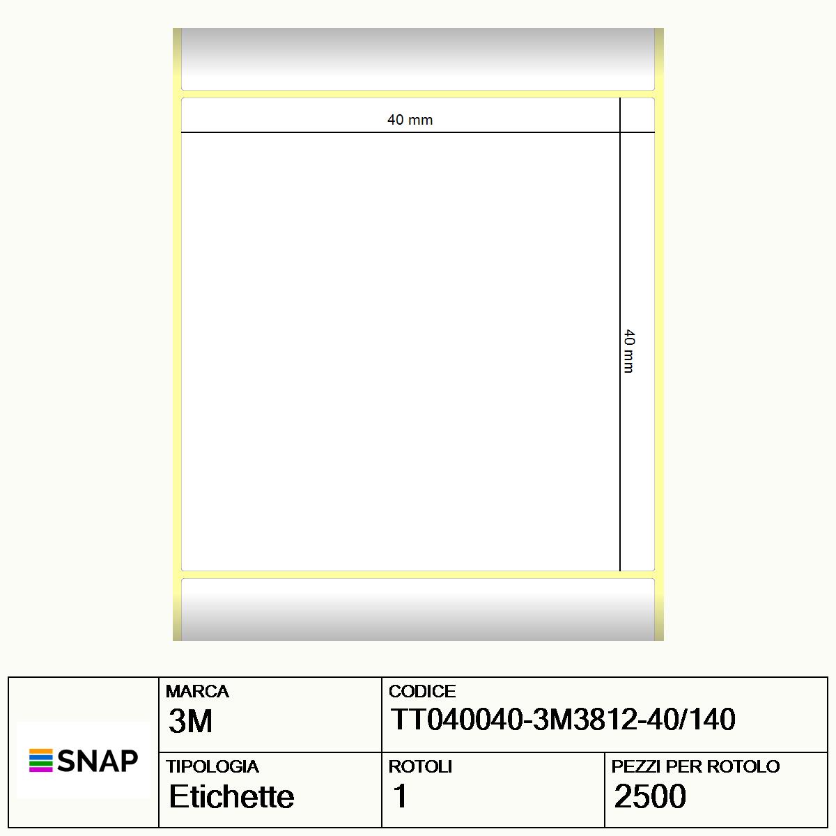 TT040040-3M3812-40/140 - Etichette 3M  Poliuretano