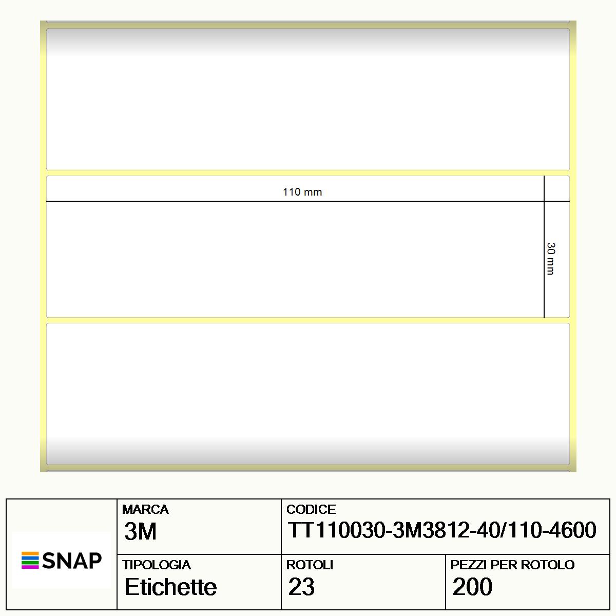 3M3812-110030-40/110-4600 - Etichette 3M  Poliuretano