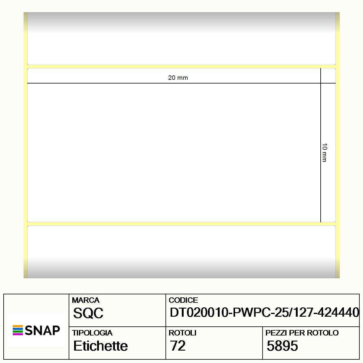 DT020010-PWPC-25/127-424440 - Etichette SQC  S-DESK-PD Carta