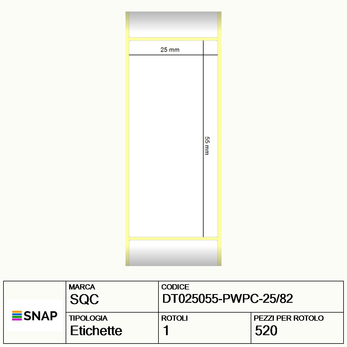 DT025055-PWPC-25/82 - Etichette SQC  S-DESK-PD Carta
