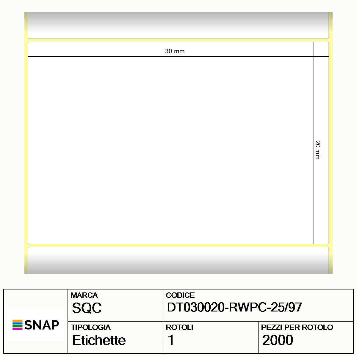 DT030020-RWPC-25/97 - Etichette SQC  S-DESK-PD Carta protetta