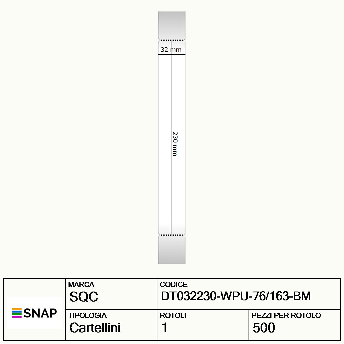 DT032230-WPU-76/163-BM - Cartellini SQC  S-TAGS-PD Carta
