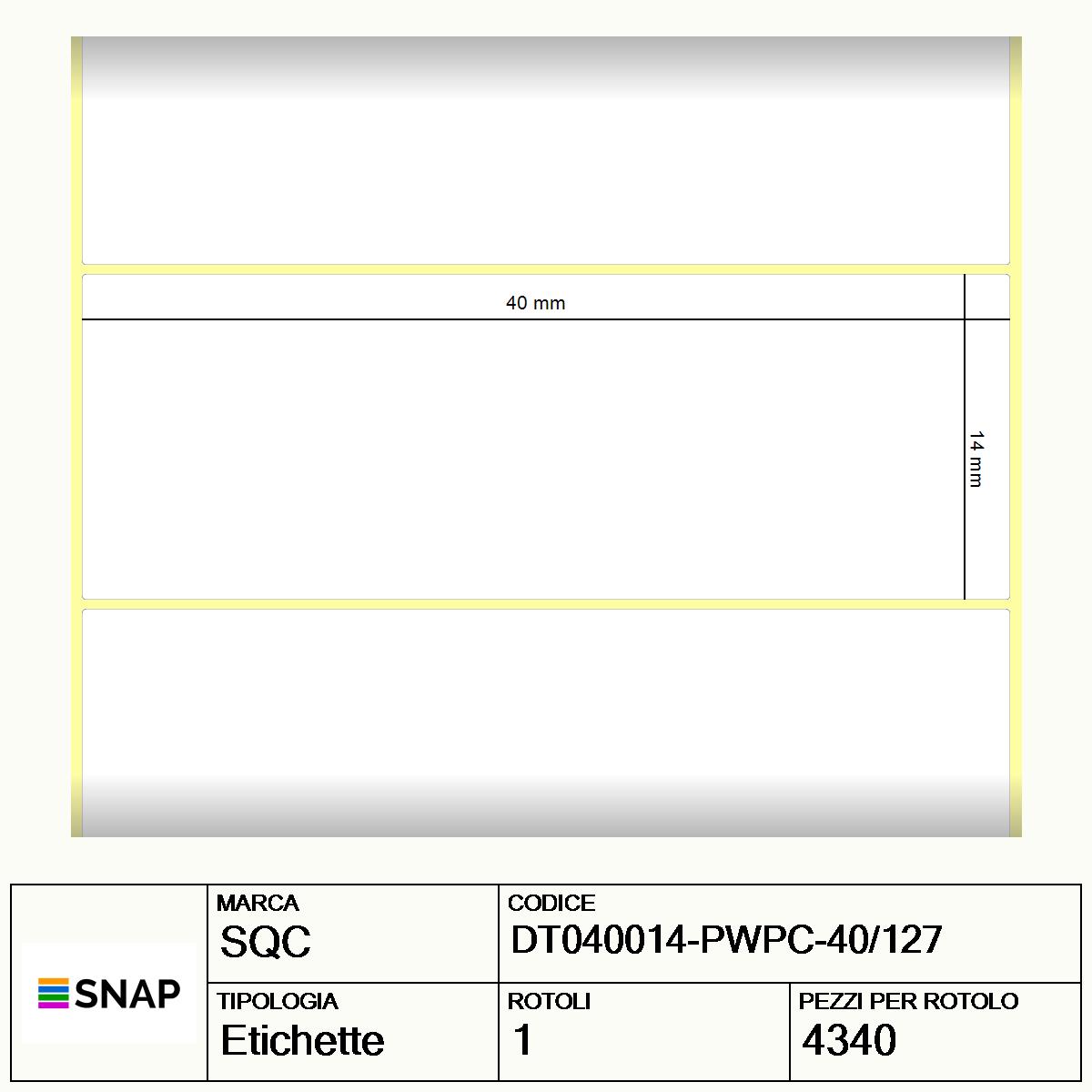DT040014-PWPC-40/127 - Etichette SQC  Carta