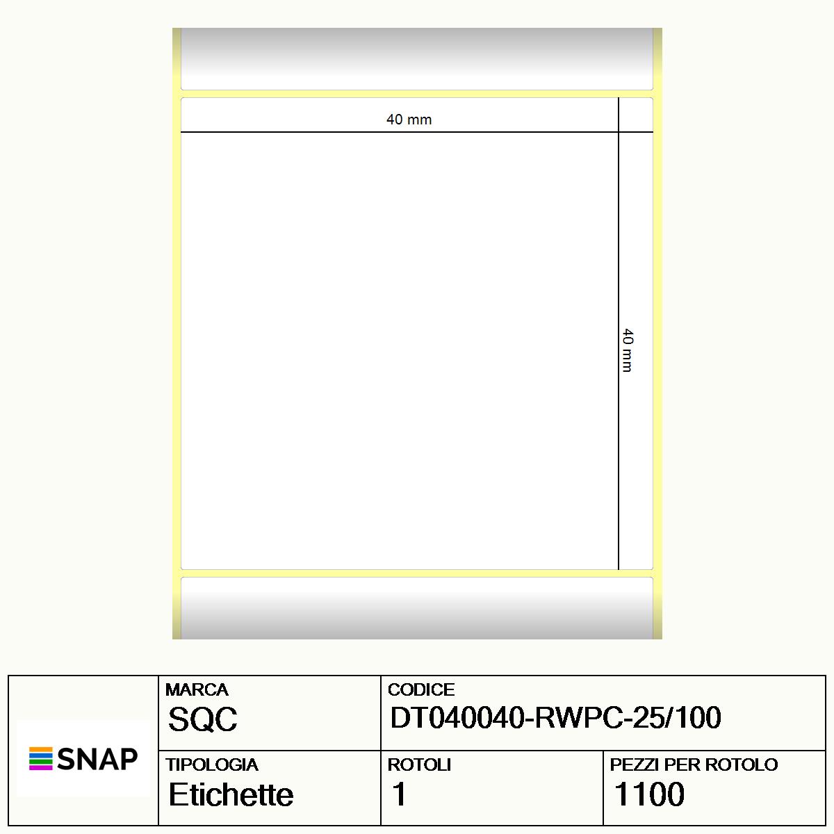 DT040040-RWPC-25/100 - Etichette SQC  S-DESK-PD Carta