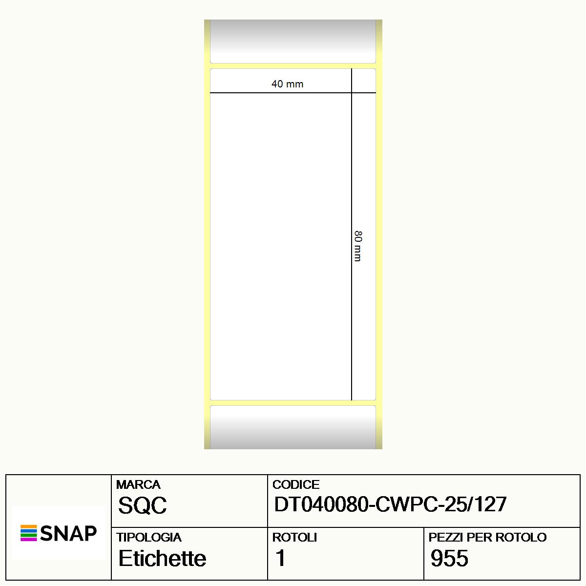 DT040080-CWPC-25/127 - Etichette SQC  Carta