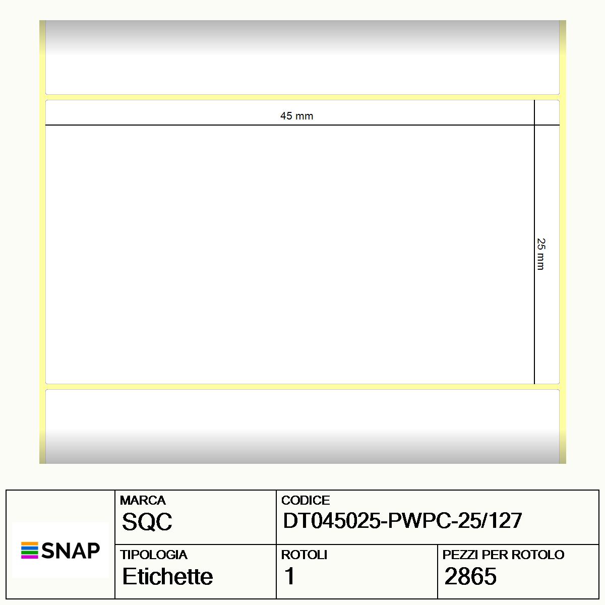 DT045025-PWPC-25/127 - Etichette SQC  S-DESK-PD Carta