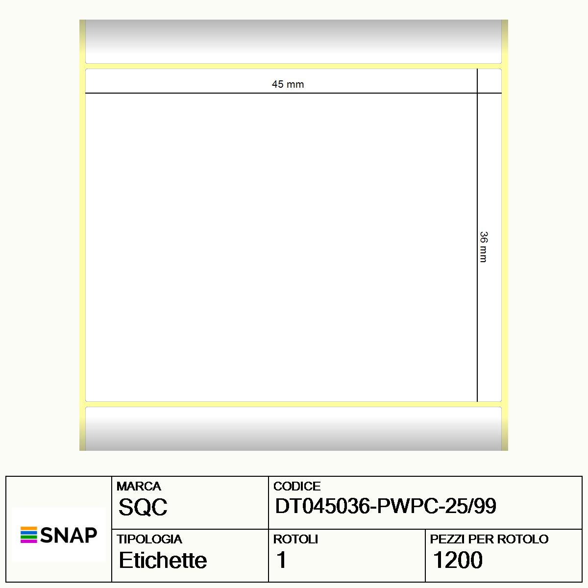 DT045036-PWPC-25/99 - Etichette SQC  S-DESK-PD Carta