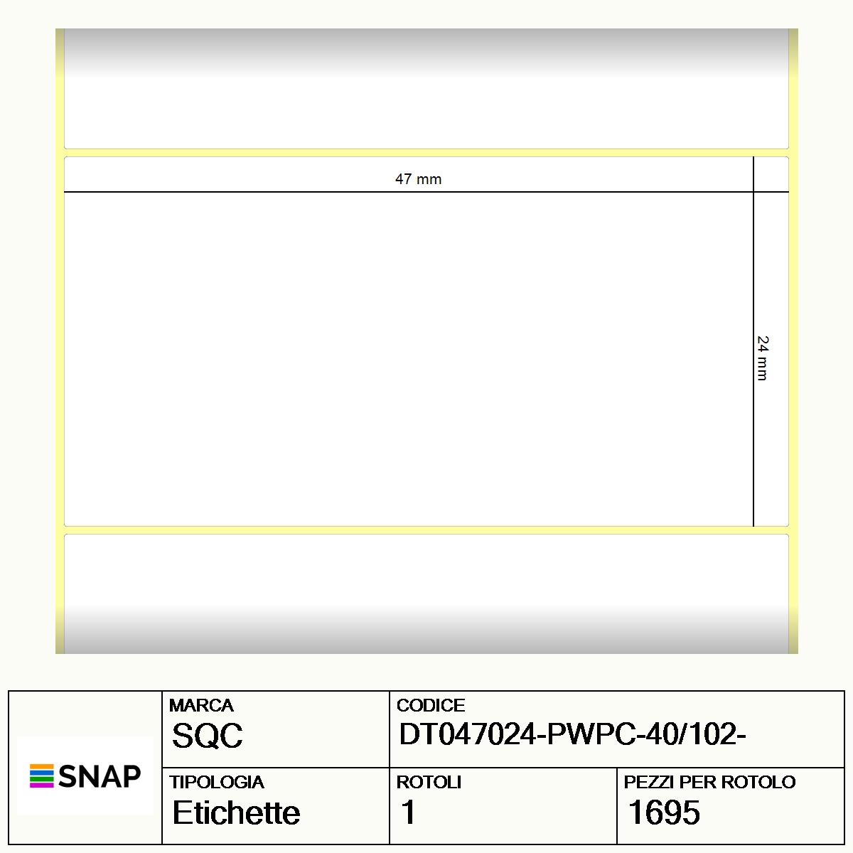 DT047024-PWPC-40/102- - Etichette SQC  Carta