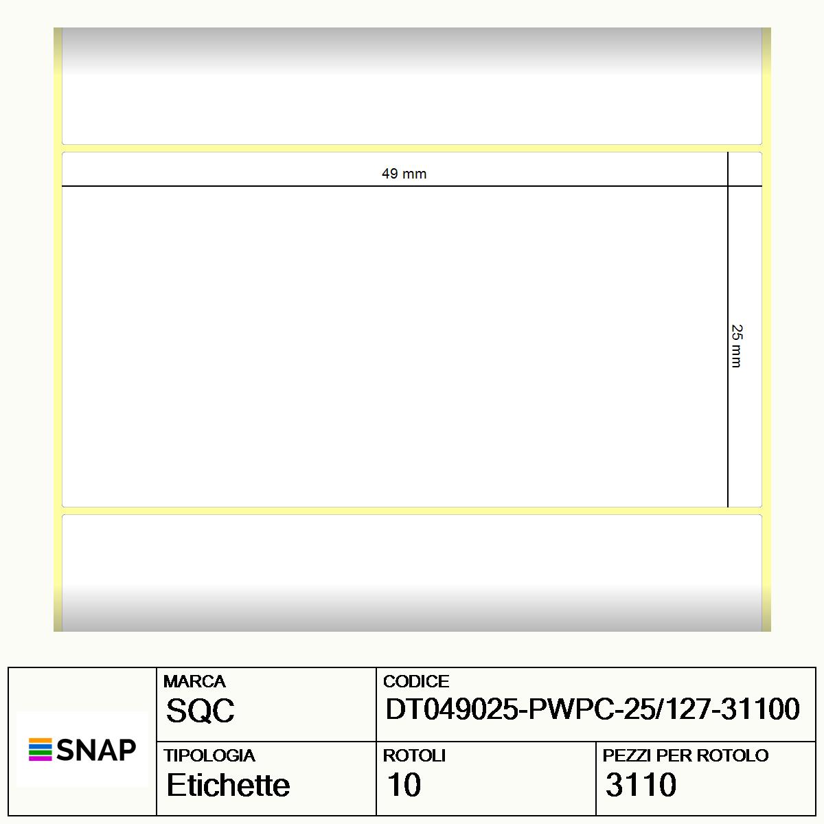 DT049025-PWPC-25/127-31100 - Etichette SQC  S-DESK-PD Carta