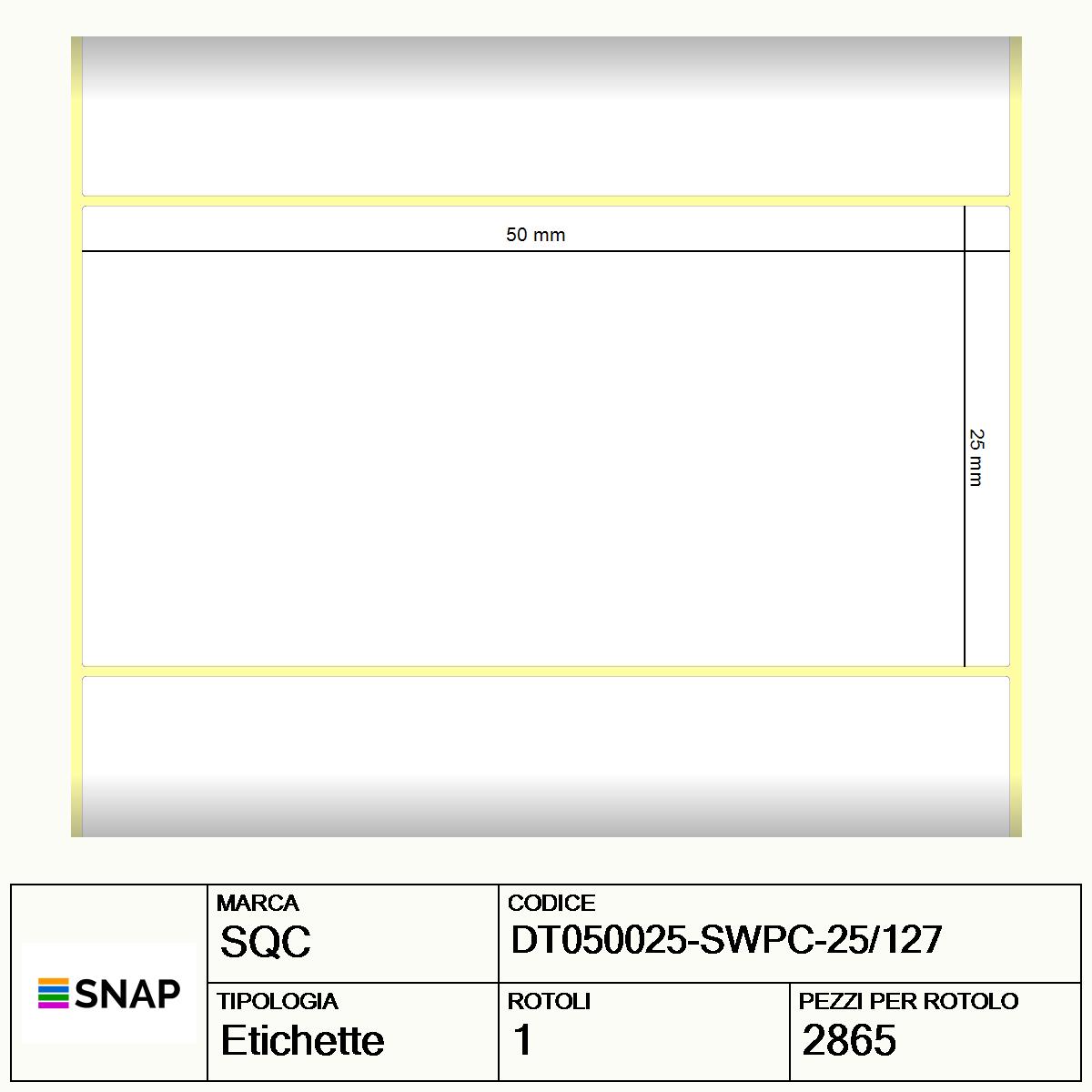 DT050025-SWPC-25/127 - Etichette SQC  S-FROZEN Carta protetta