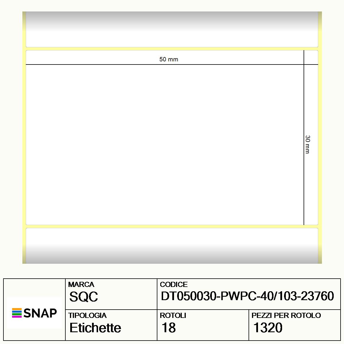 DT050030-PWPC-40/103-23760 - Etichette SQC  S-DESK-PD Carta