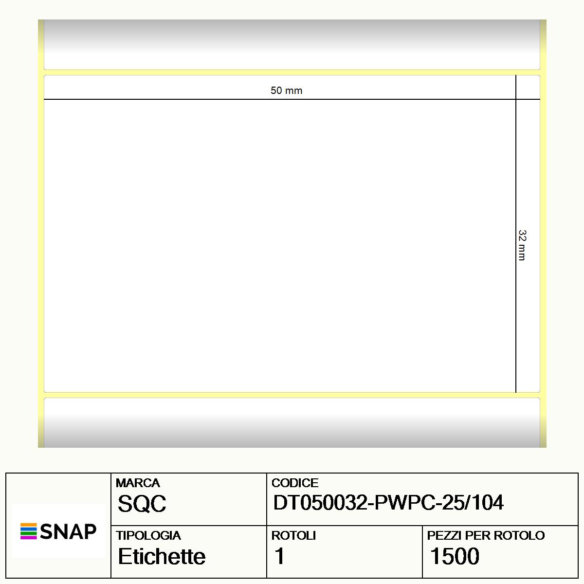 DT050032-PWPC-25/104 - Etichette SQC  S-DESK-PD Carta