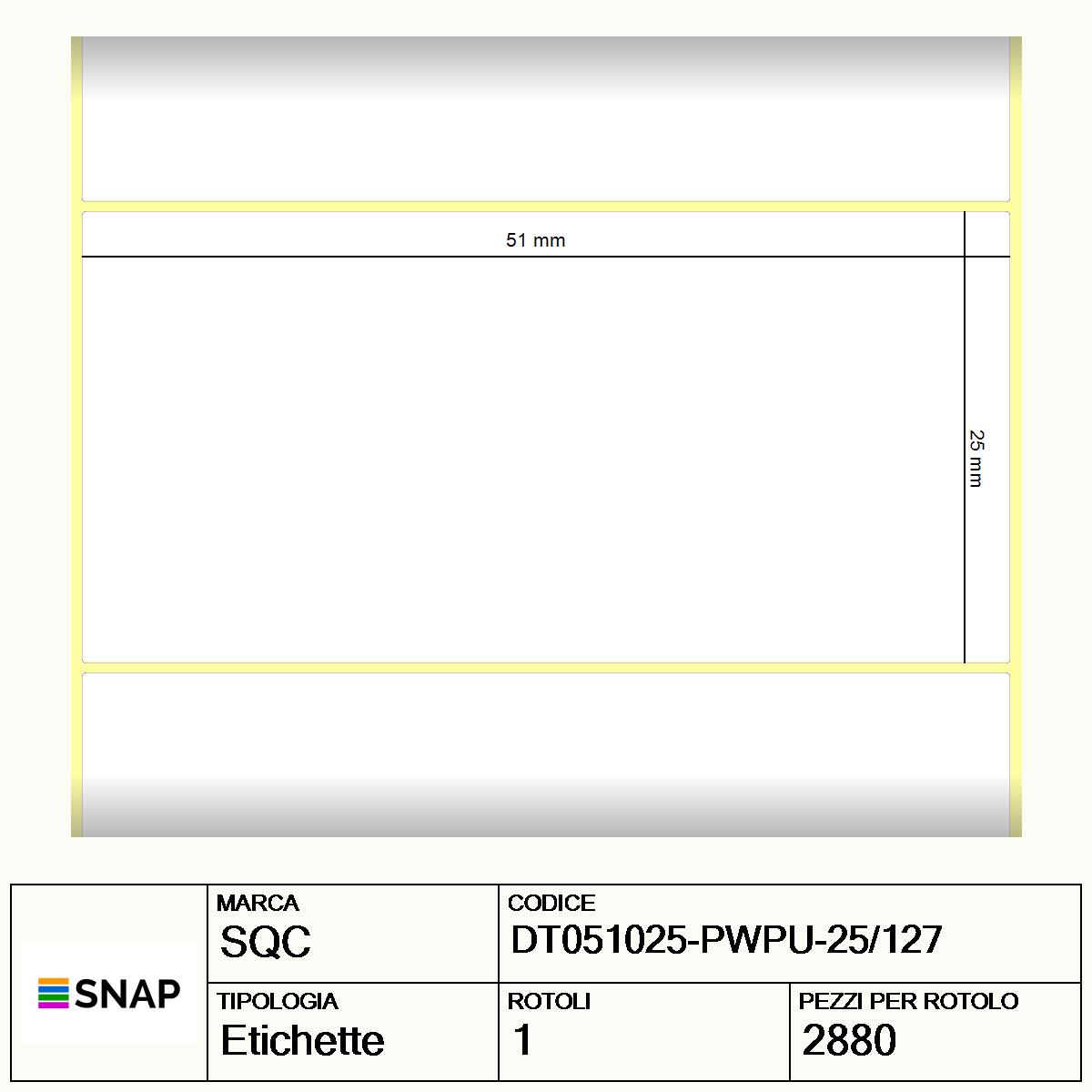 DT051025-PWPU-25/127 - Etichette SQC  S-DESK-PD Carta