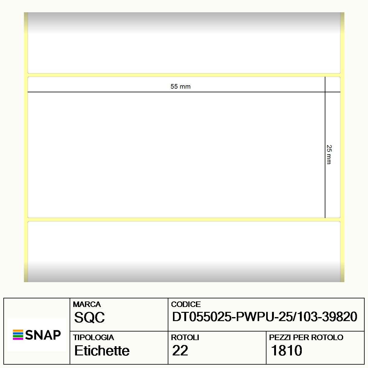 DT055025-PWPU-25/103-39820 - Etichette SQC  S-DESK-PD Carta