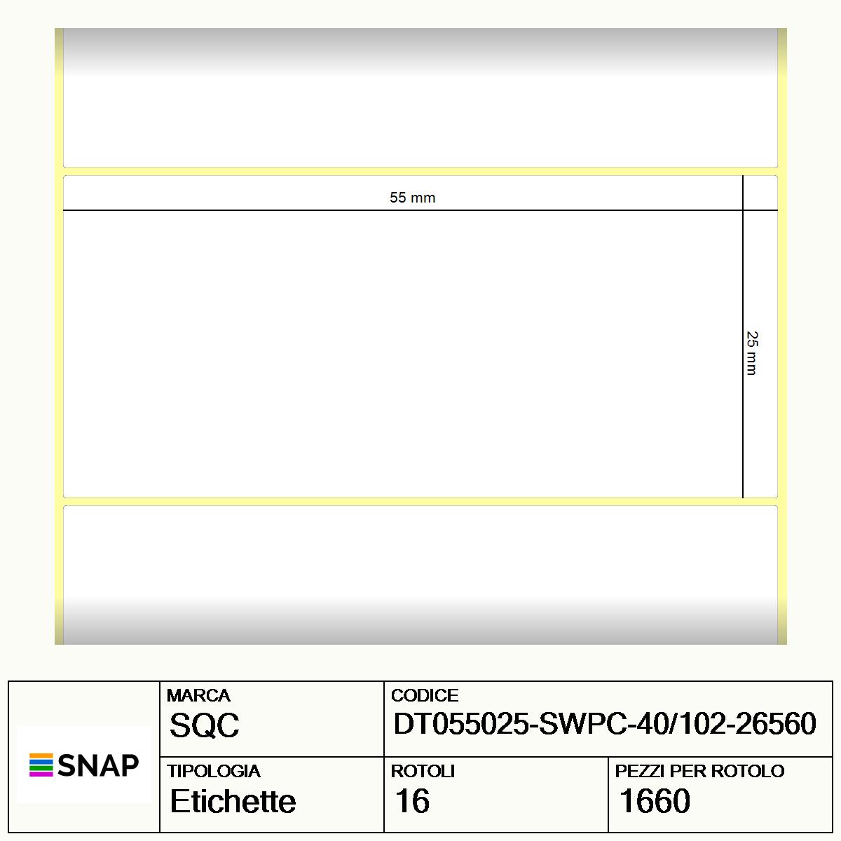 DT055025-SWPC-40/102-26560 - Etichette SQC  S-DESK-PD Carta