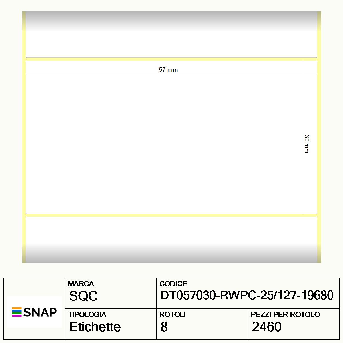 DT057030-RWPC-25/127-19680 - Etichette SQC  S-DESK-PD Carta