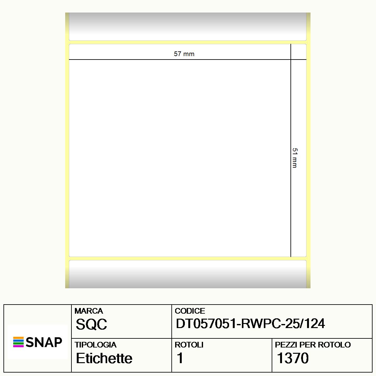 DT057051-RWPC-25/124 - Etichette SQC  S-DESK-PD Carta