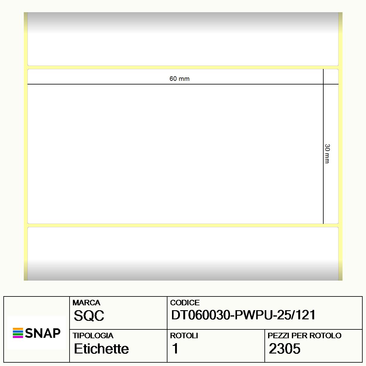 DT060030-PWPU-25/121 - Etichette SQC  S-HEALTCARE Carta