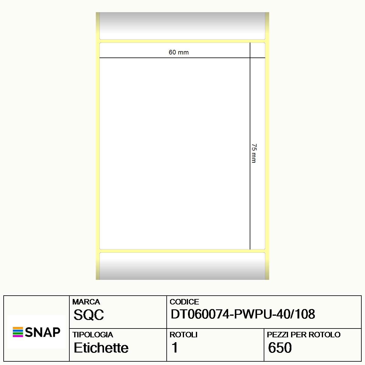 DT060074-PWPU-40/108 - Etichette SQC  S-DESK-PD Carta