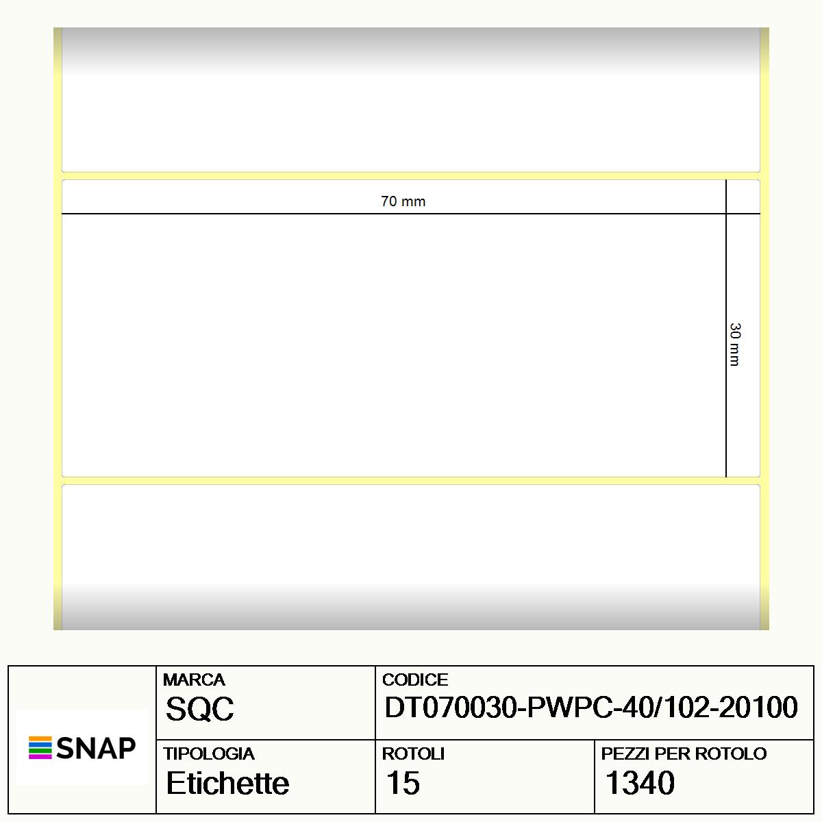DT070030-PWPC-40/102-20100 - Etichette SQC  S-DESK-PD Carta