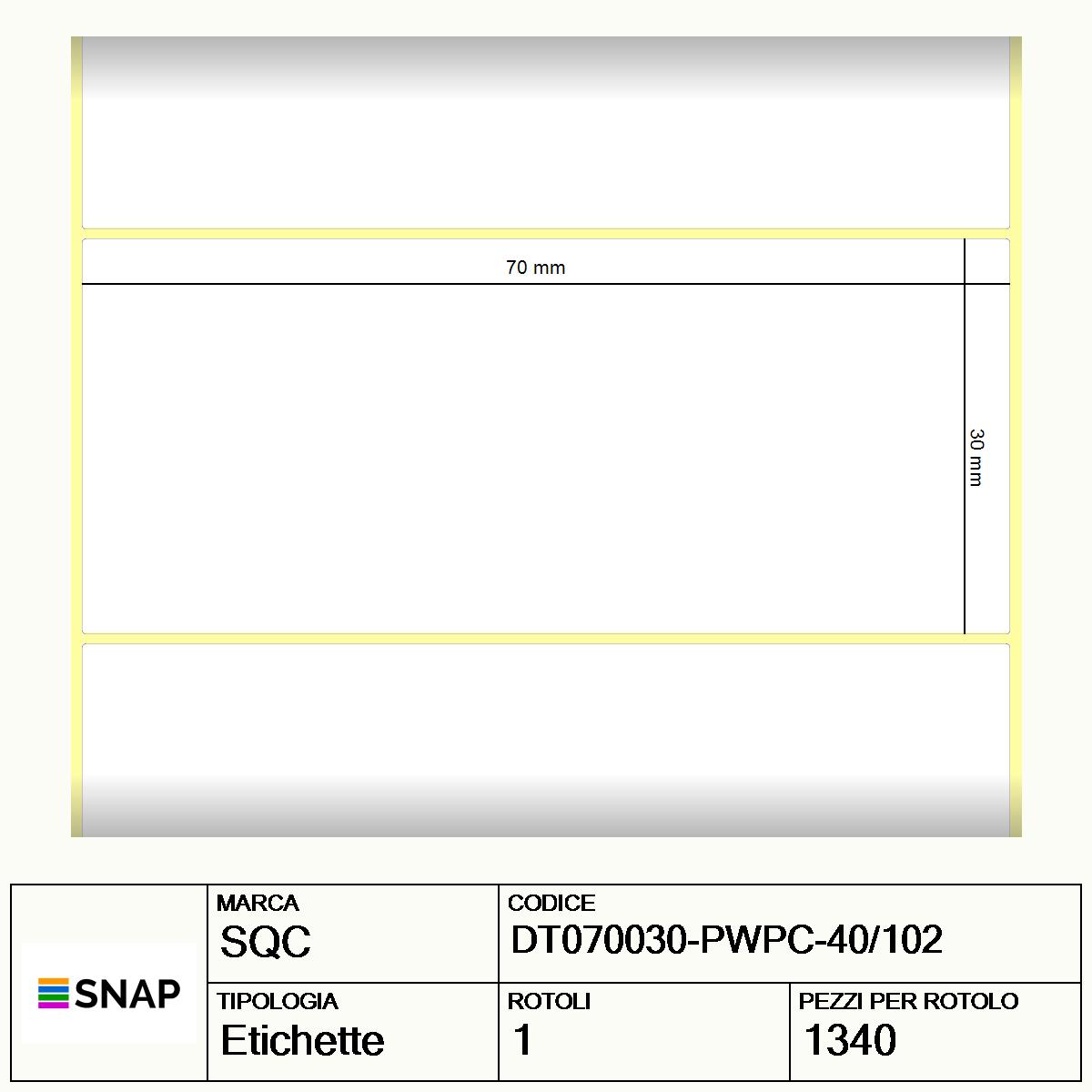 DT070030-PWPC-40/102 - Etichette SQC  Carta