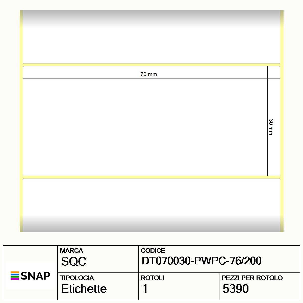 DT070030-PWPC-76/200 - Etichette SQC  S-HARD-PD Carta