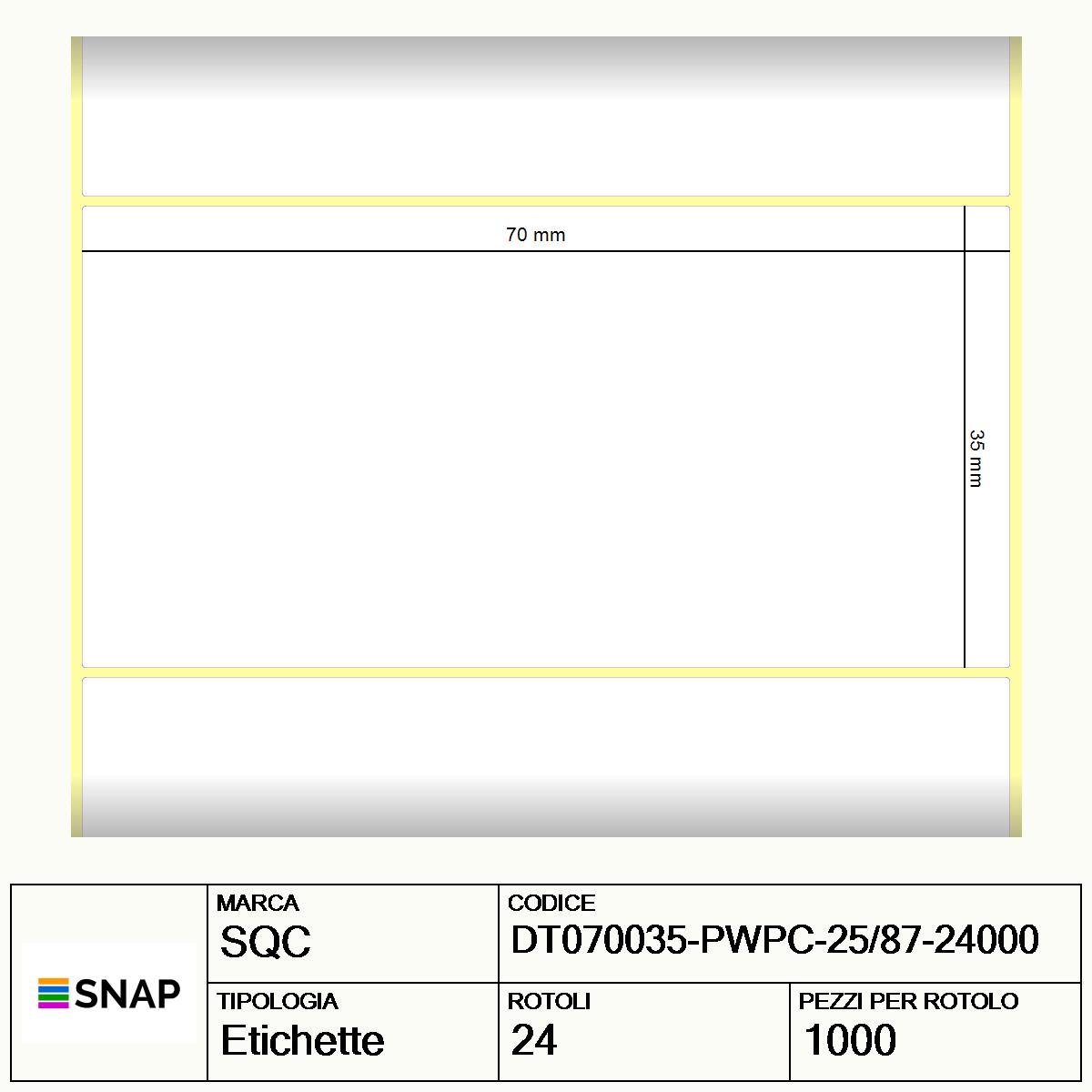 DT070035-PWPC-25/87-24000 - Etichette SQC  S-DESK-PD Carta