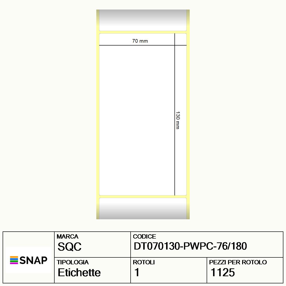 DT070130-PWPC-76/180 - Etichette SQC  S-HARD-PD Carta