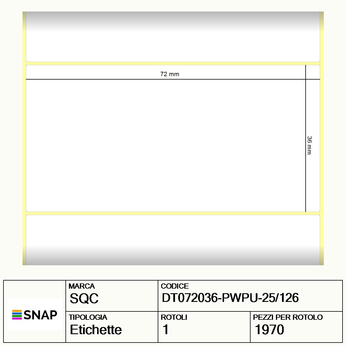 DT072036-PWPU-25/126 - Etichette SQC  S-POST Carta