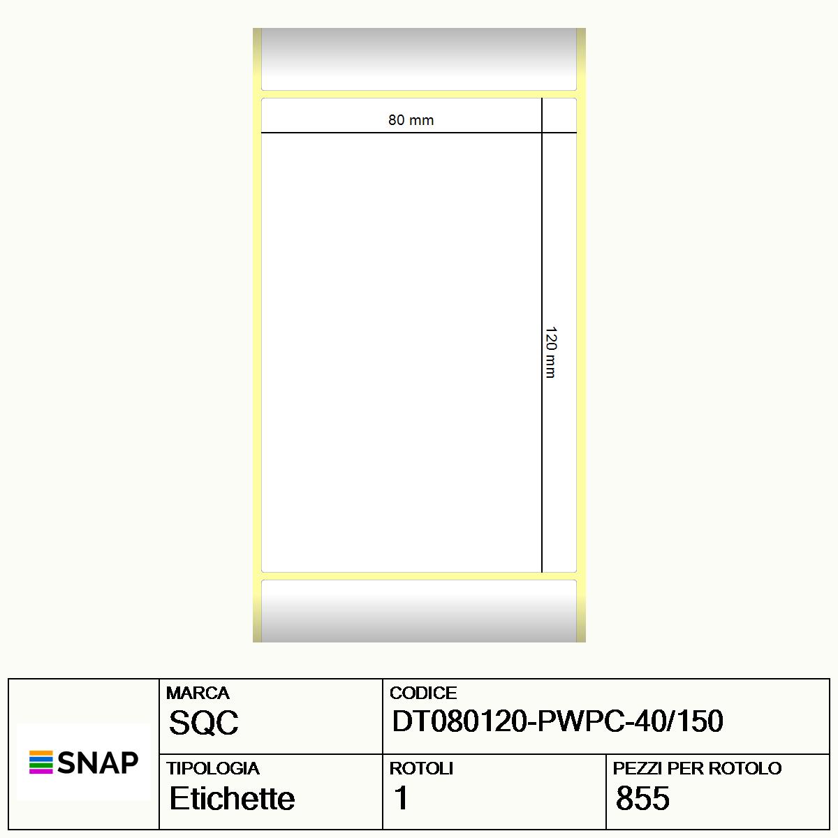 DT080120-PWPC-40/150 - Etichette SQC  S-HARD-PD Carta