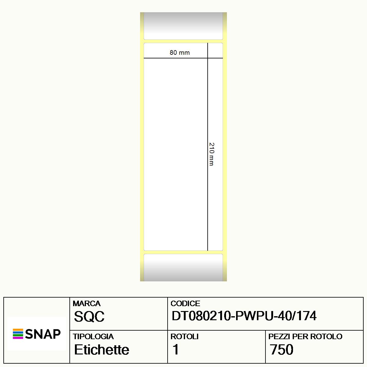 DT080210-PWPU-40/174 - Etichette SQC  S-DESK-PD Carta