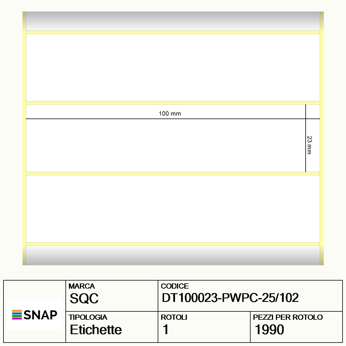 DT100023-PWPC-25/102 - Etichette SQC  S-DESK-PD Carta