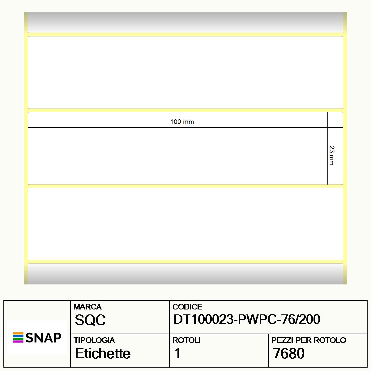 DT100023-PWPC-76/200 - Etichette SQC  S-HARD-PD Carta