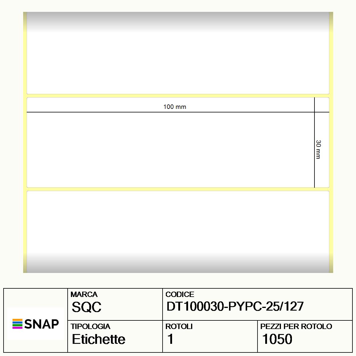 DT100030-PYPC-25/127 - Etichette SQC Personalizzato S-DESK-PDC Carta