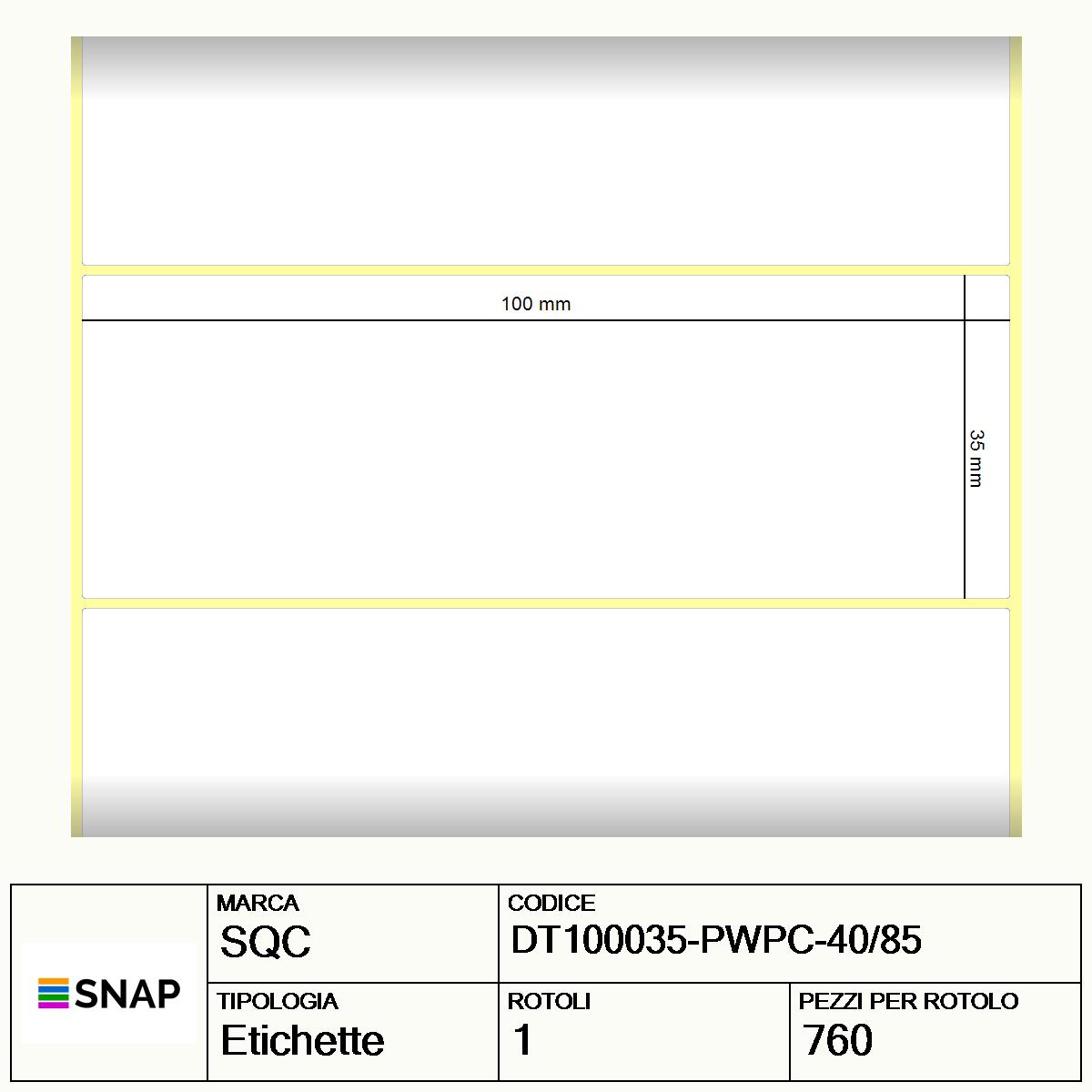 DT100035-PWPC-40/85 - Etichette SQC  S-DESK-PD Carta
