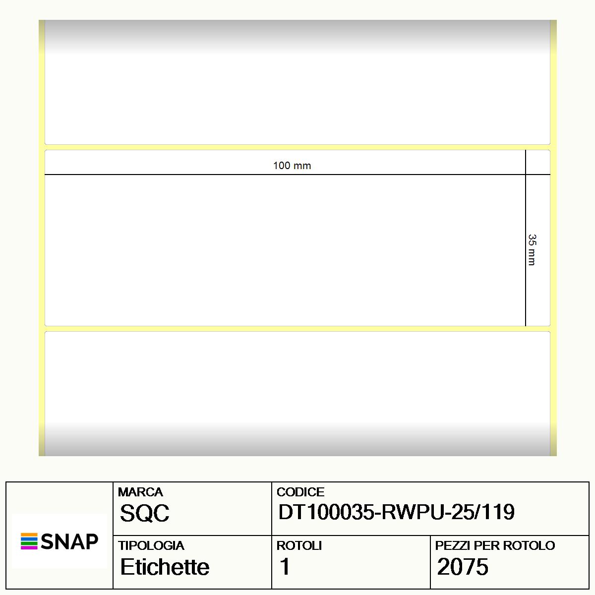 DT100035-RWPU-25/119 - Etichette SQC  S-DESK-PD Carta