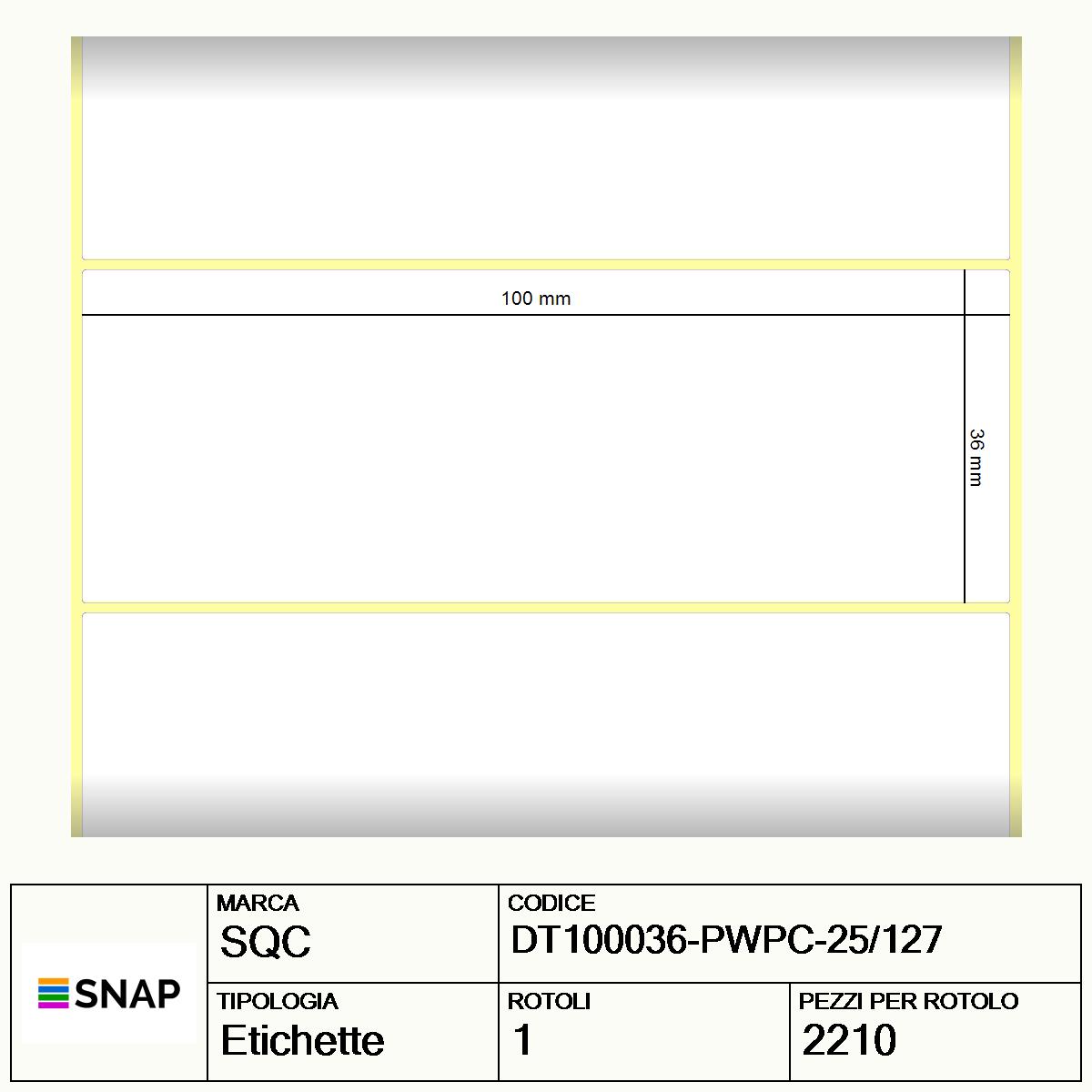 DT100036-PWPC-25/127 - Etichette SQC  S-DESK-PD Carta