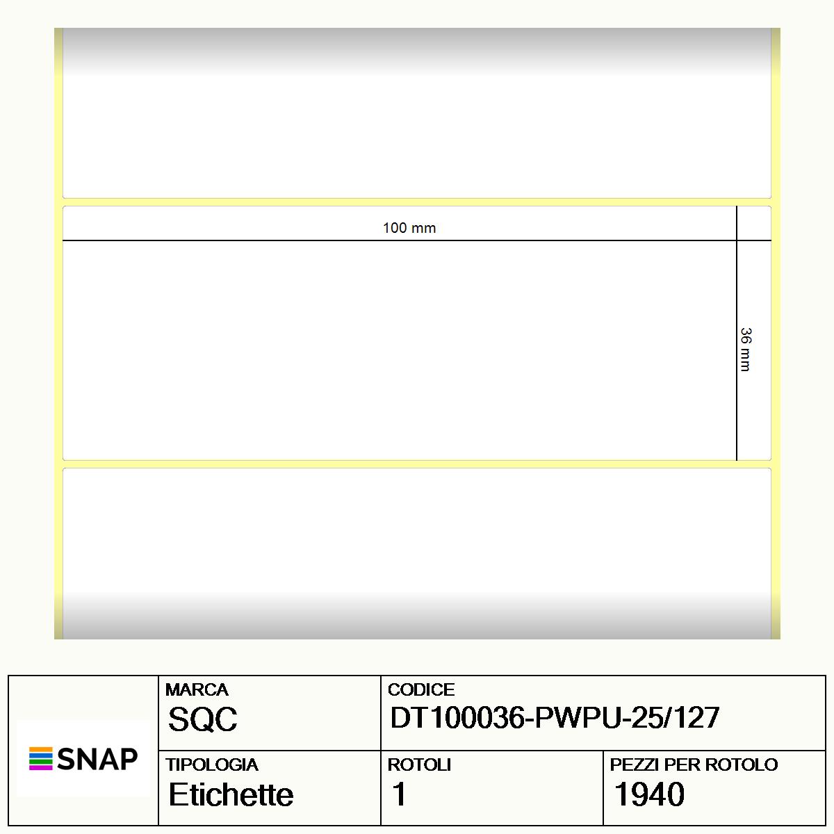 DT100036-PWPU-25/127 - Etichette SQC  S-DESK-PD Carta