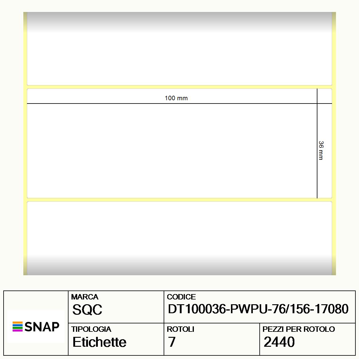 DT100036-PWPU-76/156-17080 - Etichette SQC  S-HARD-PD Carta