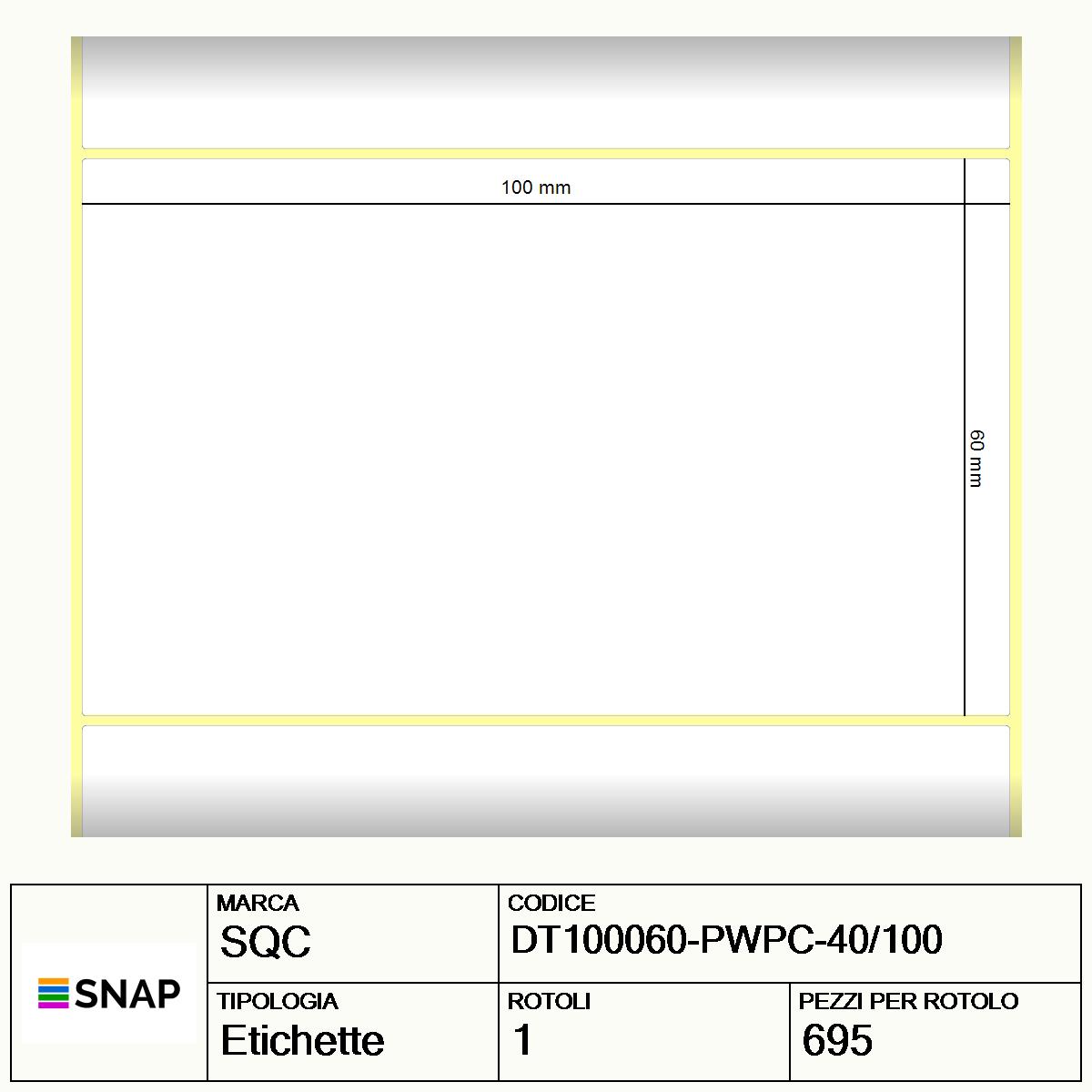DT100060-PWPC-40/100 - Etichette SQC  Carta