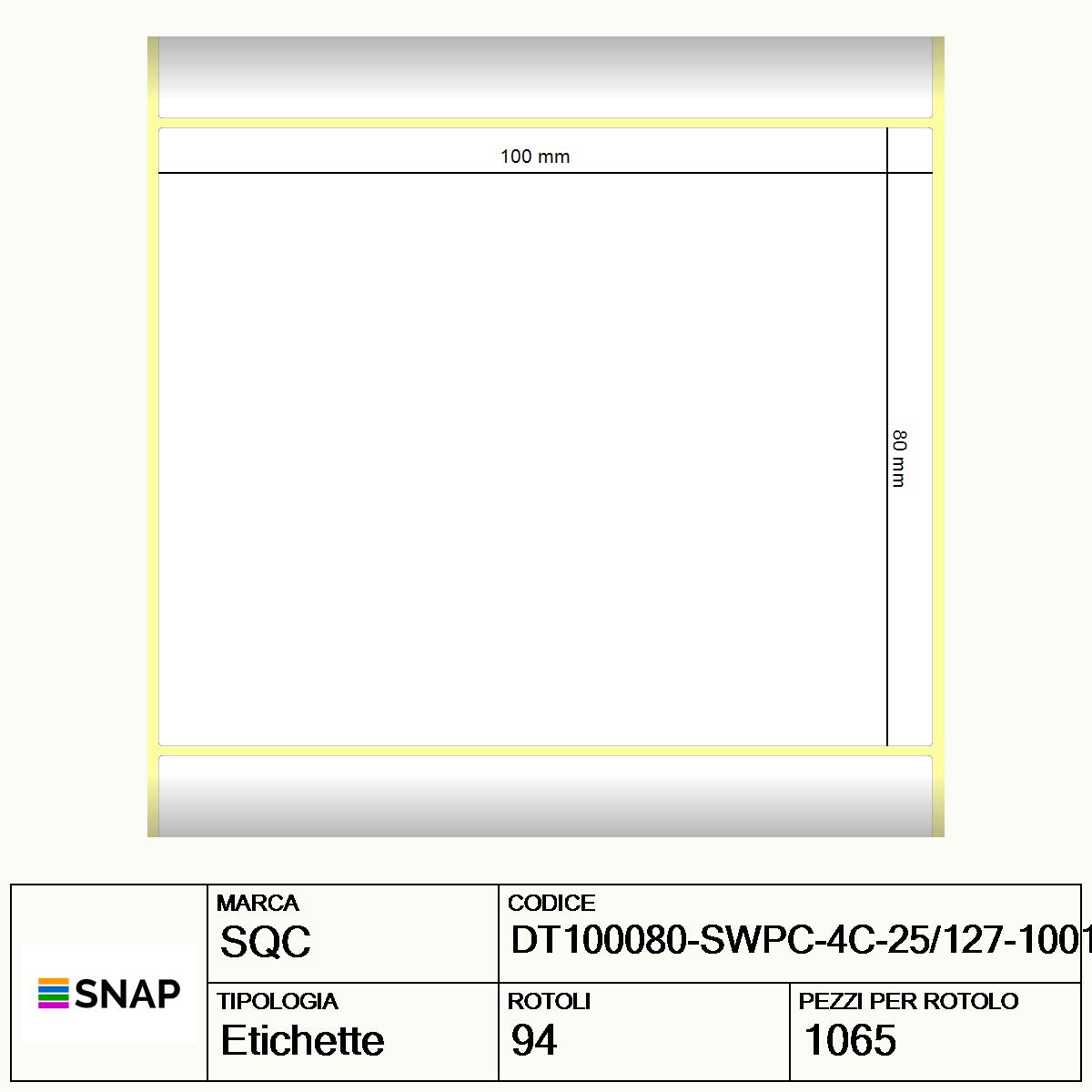 DT100080-SWPC-4C-25/127-100110 - Etichette SQC Personalizzato Carta