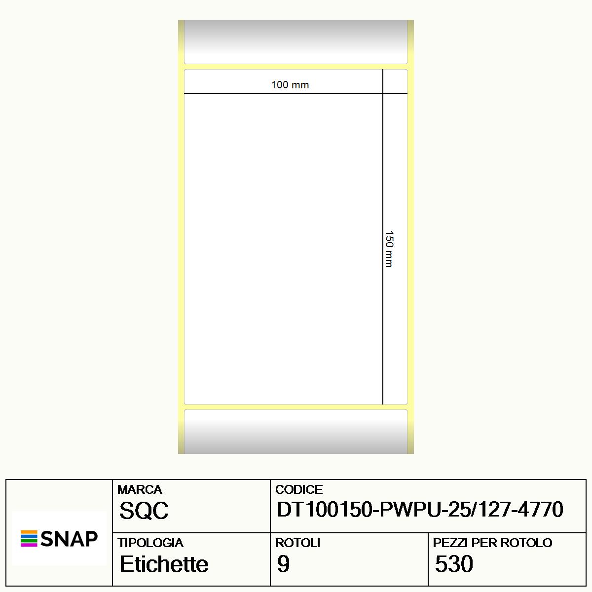 DT100150-PWPU-25/127-4770 - Etichette SQC  S-DESK-PD Carta