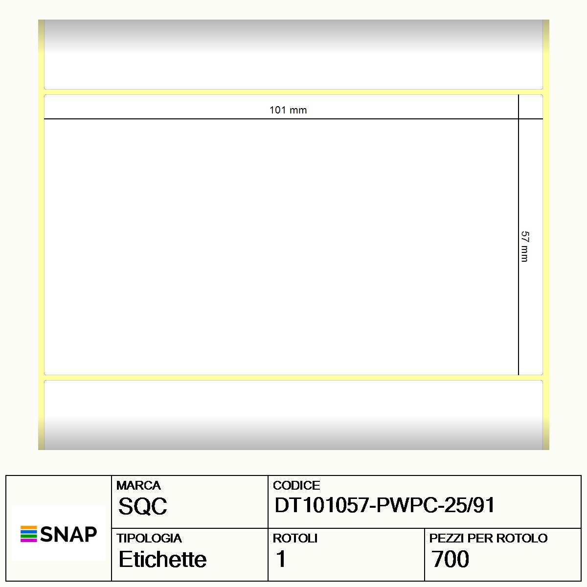 DT101057-PWPC-25/91 - Etichette SQC  S-DESK-PD Carta