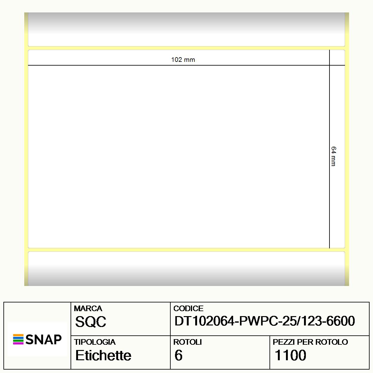 DT102064-PWPC-25/123-6600 - Etichette SQC  S-DESK-PD Carta