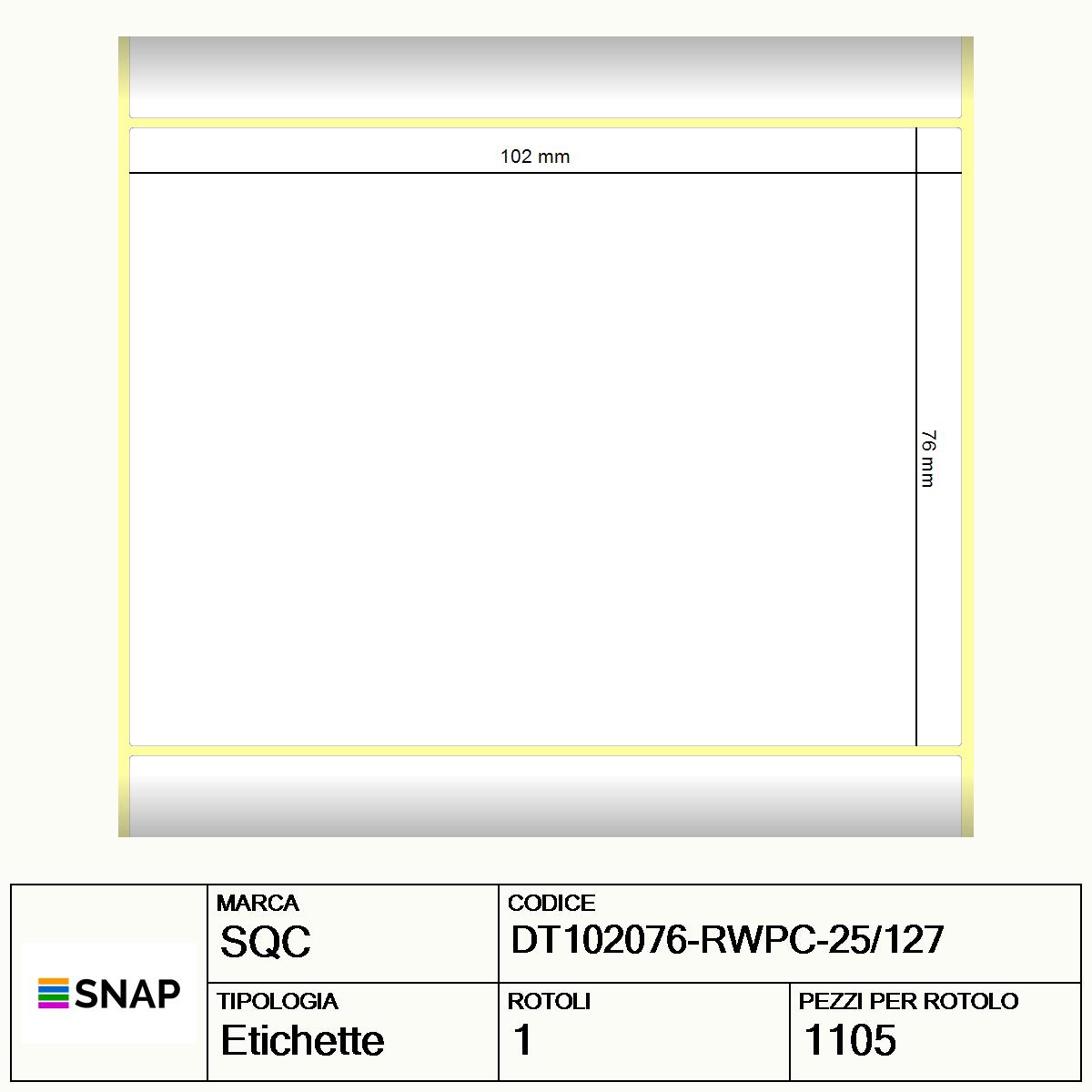 DT102076-RWPC-25/127 - Etichette SQC  S-DESK-PD Carta