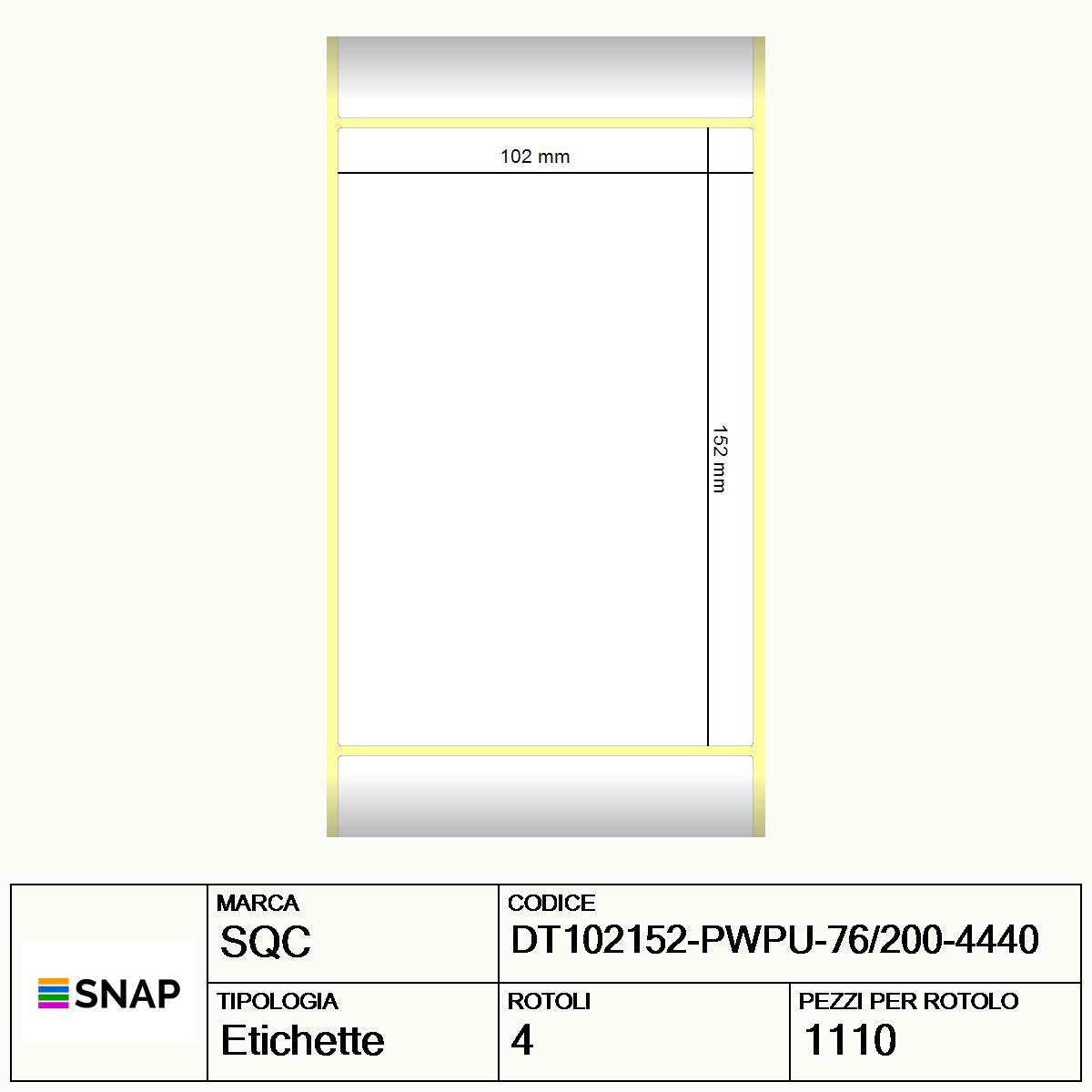 DT102152-PWPU-76/200-4440 - Etichette SQC  S-HARD-PD Carta