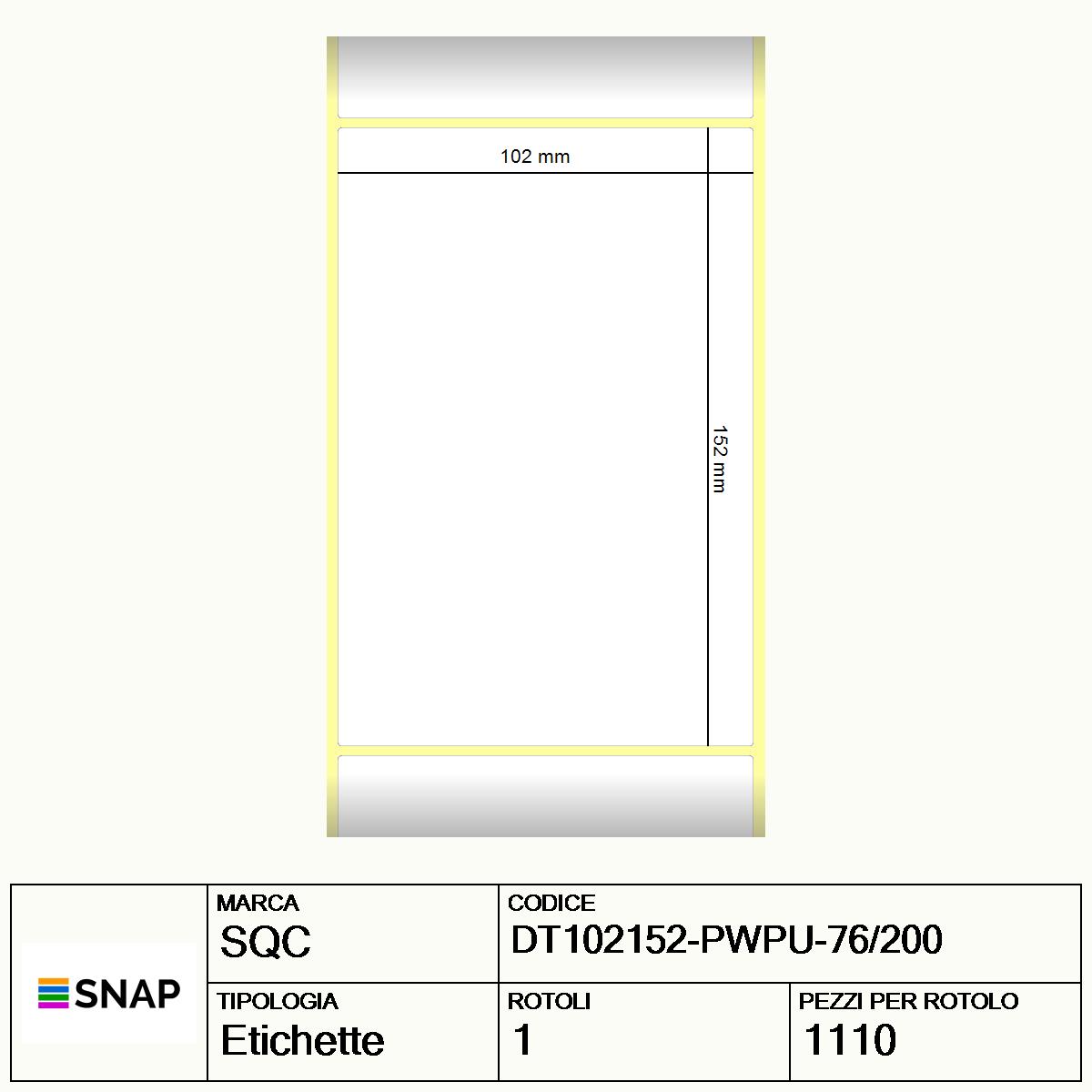 DT102152-PWPU-76/200 - Etichette SQC  S-HARD-PD Carta